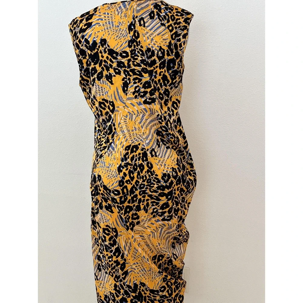 Maria Cornejo Silk Dress Animalia Bias Cut Womens 4 Leopard Animal Print USA - Picture 8 of 15